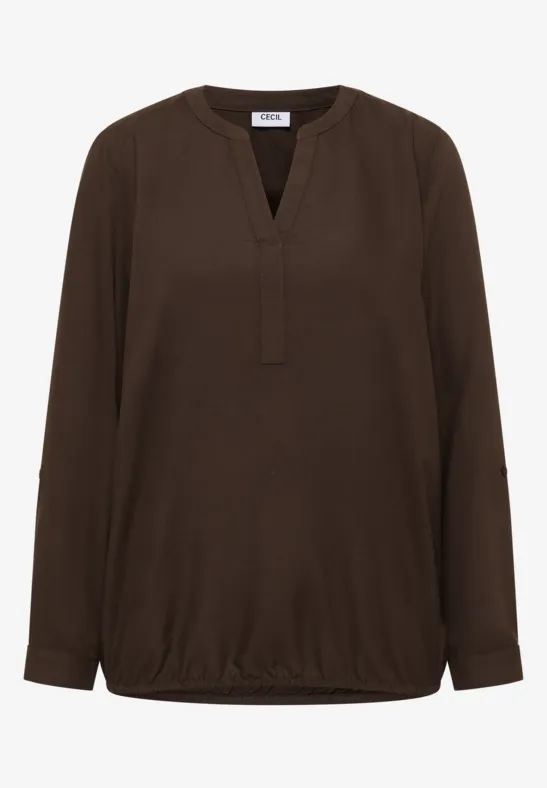 Blouse in effen kleur chocolate mousse