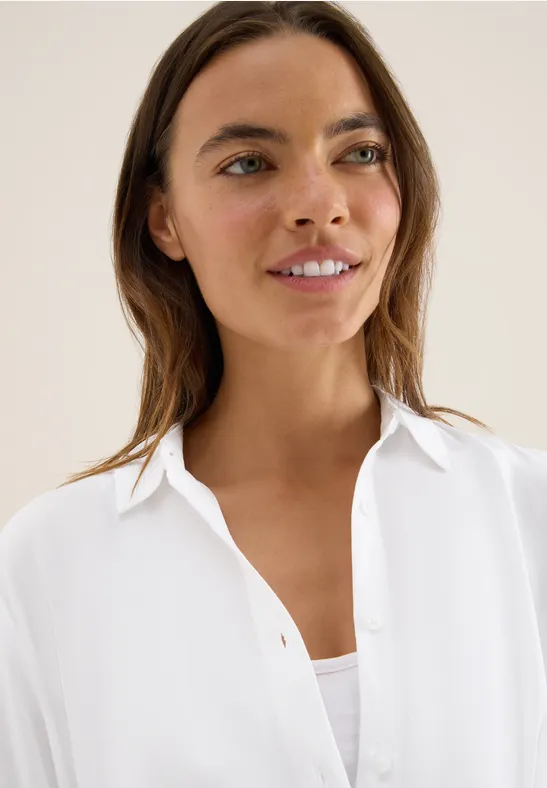 Hemdbluse in Unifarbe White