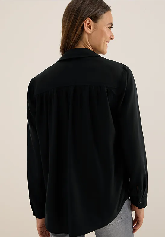 Hemdbluse in Unifarbe Black