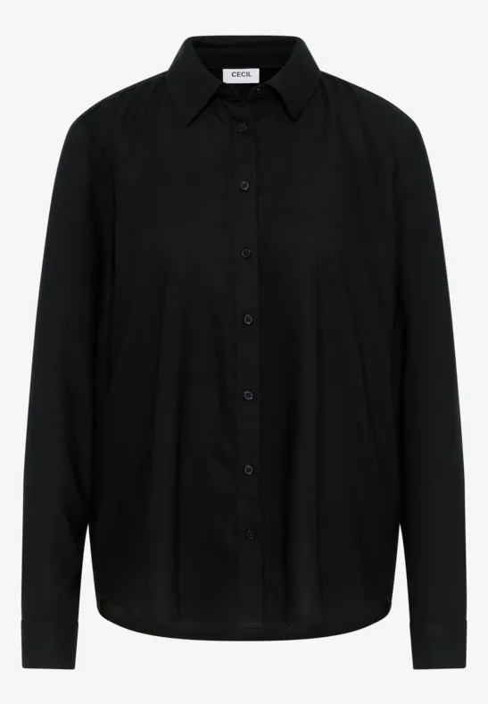 Hemdbluse in Unifarbe Black