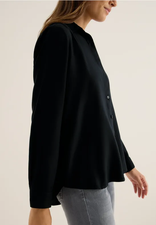 Hemdbluse in Unifarbe Black