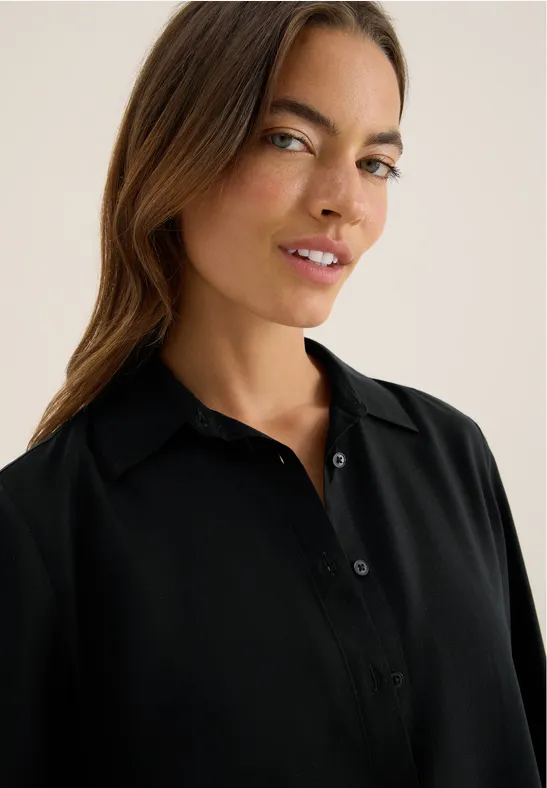 Hemdbluse in Unifarbe Black