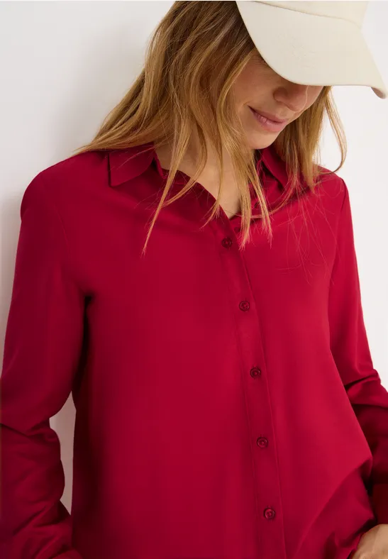 Hemdbluse in Unifarbe beaujolais red