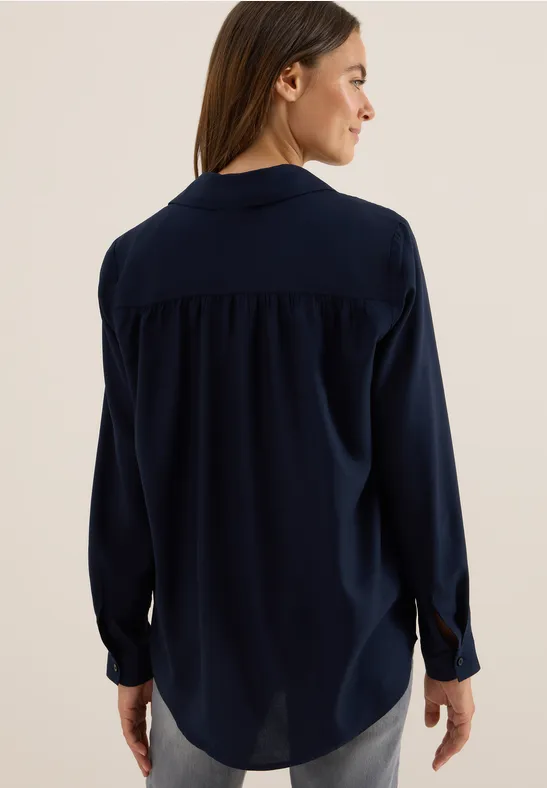 Hemdbluse in Unifarbe urban dark blue