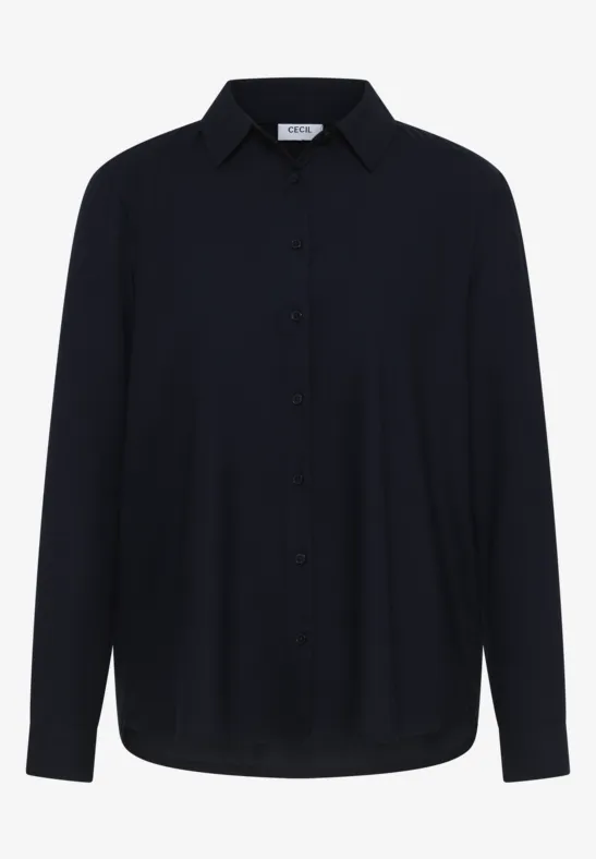 Hemdbluse in Unifarbe urban dark blue