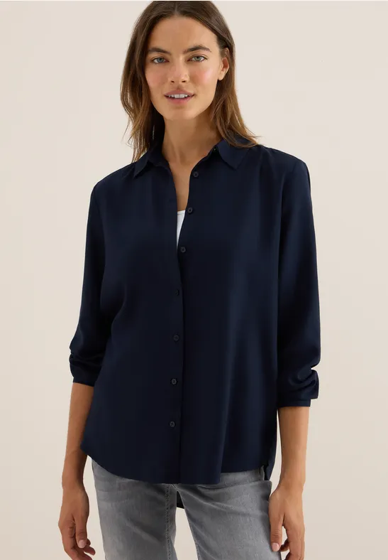 Hemdbluse in Unifarbe urban dark blue