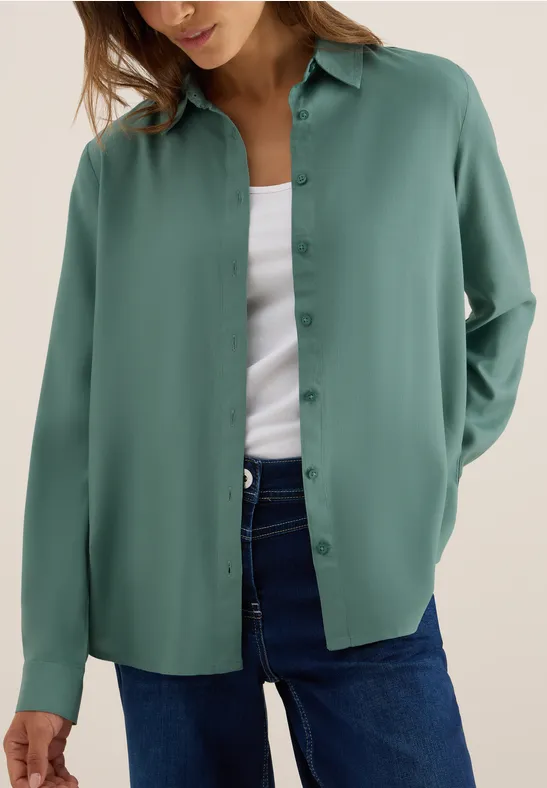 Hemdbluse in Unifarbe jewel green