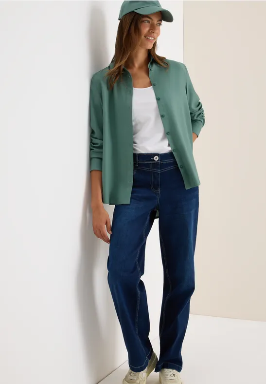 Hemdbluse in Unifarbe jewel green