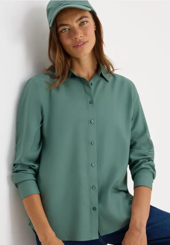Hemdbluse in Unifarbe jewel green