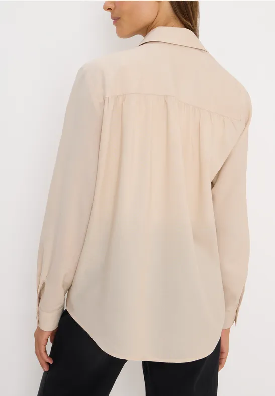 Hemdbluse in Unifarbe oat milk beige