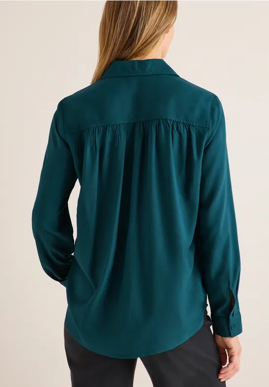 Hemdbluse in Unifarbe dark sea green