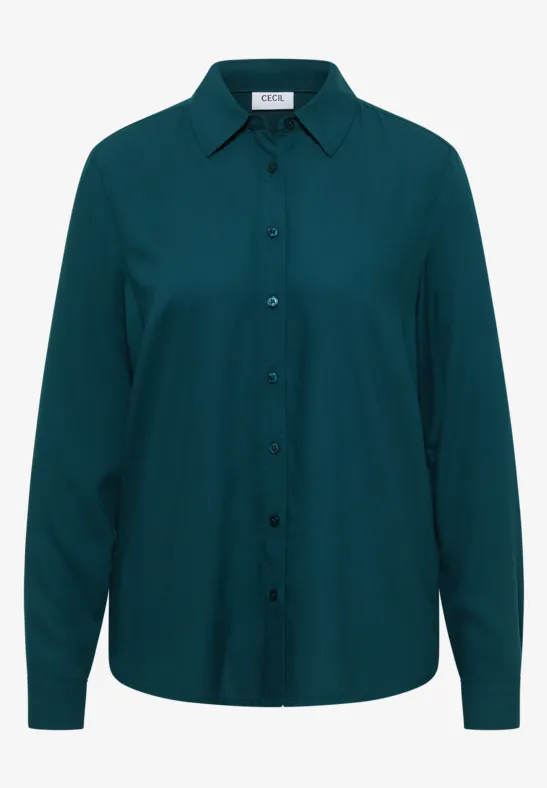 Hemdbluse in Unifarbe dark sea green