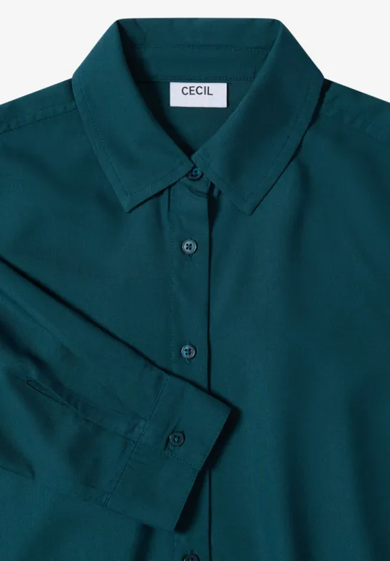 Hemdbluse in Unifarbe dark sea green
