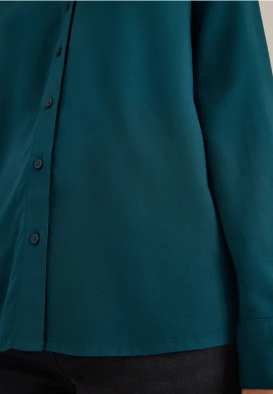 Hemdbluse in Unifarbe dark sea green