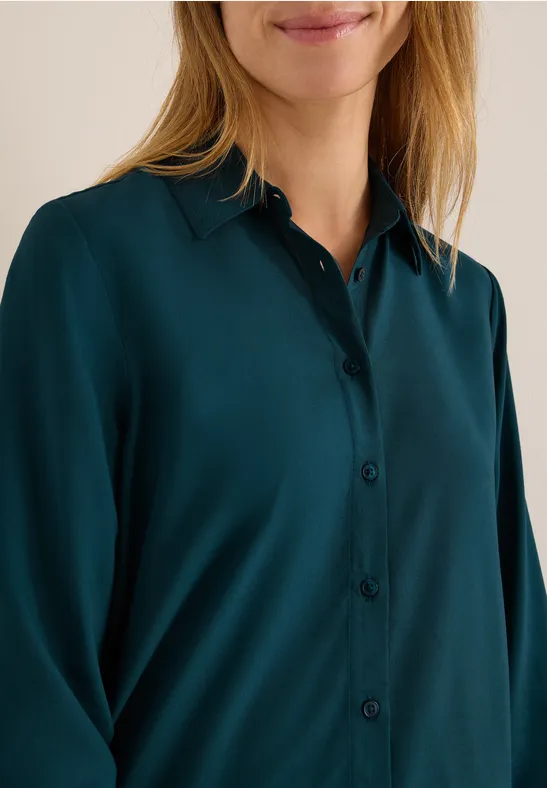 Hemdbluse in Unifarbe dark sea green
