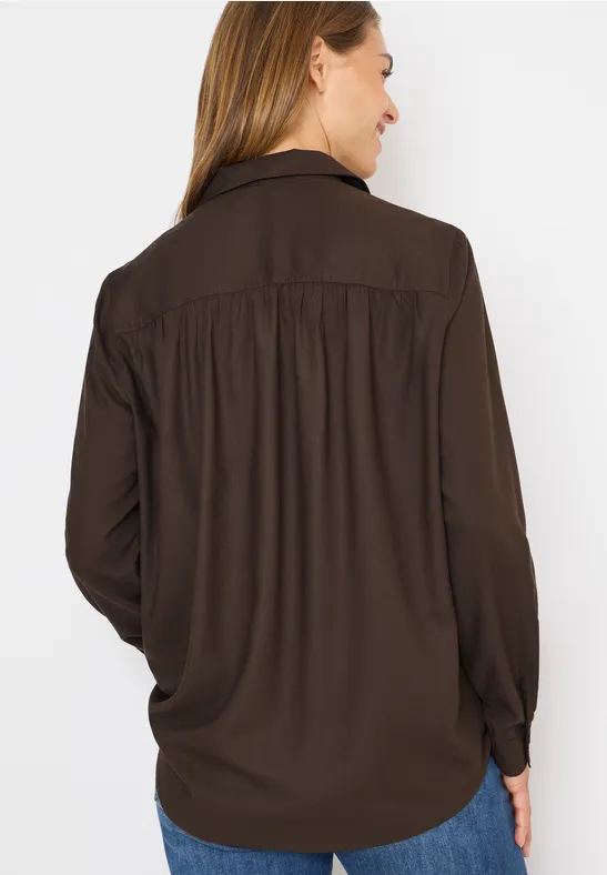 Hemdbluse in Unifarbe chocolate mousse