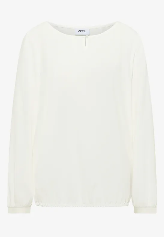 Blouse in effen kleur vanilla white
