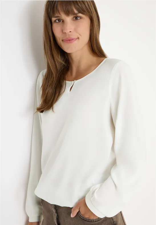 Blouse in effen kleur vanilla white