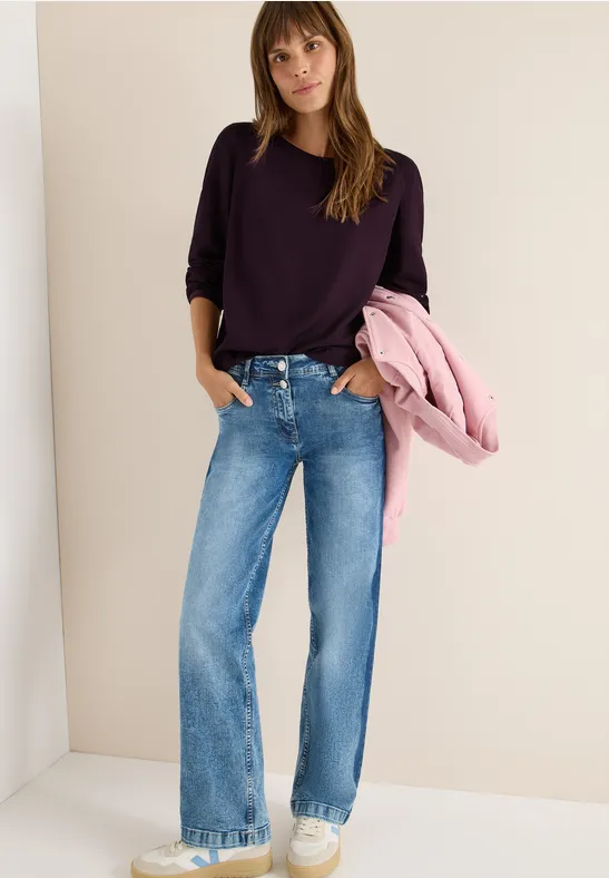 Blouse in effen kleur eggplant red