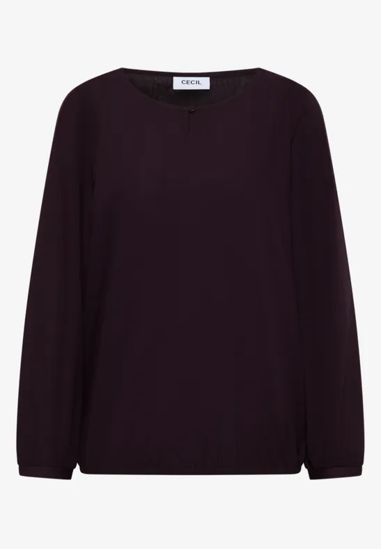 Blouse in effen kleur eggplant red