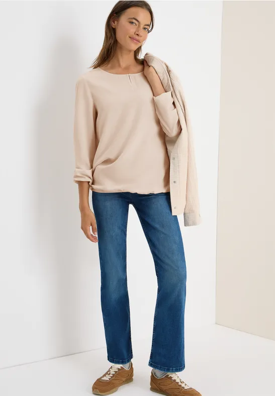 Bluse in Unifarbe oat milk beige