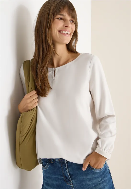 Blouse in effen kleur light greige