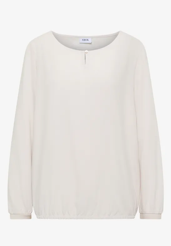 Blouse in effen kleur light greige