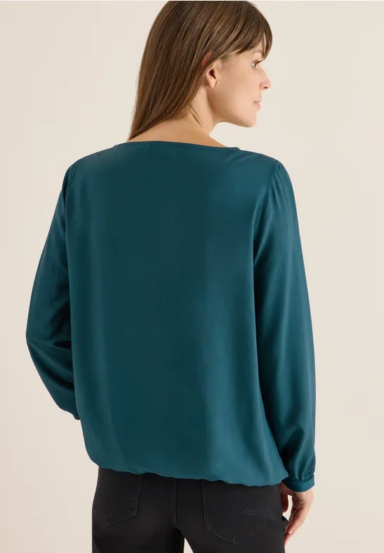 Bluse in Unifarbe dark sea green