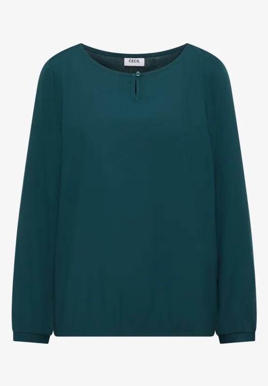 Bluse in Unifarbe dark sea green