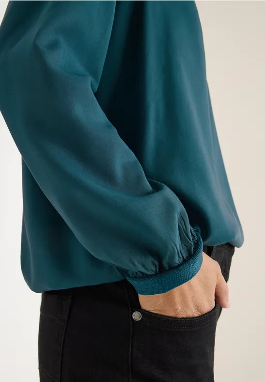 Bluse in Unifarbe dark sea green