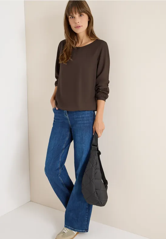 Blouse in effen kleur chocolate mousse