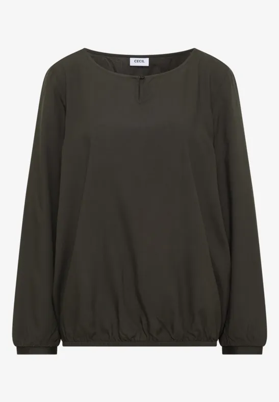 Bluse in Unifarbe raw khaki