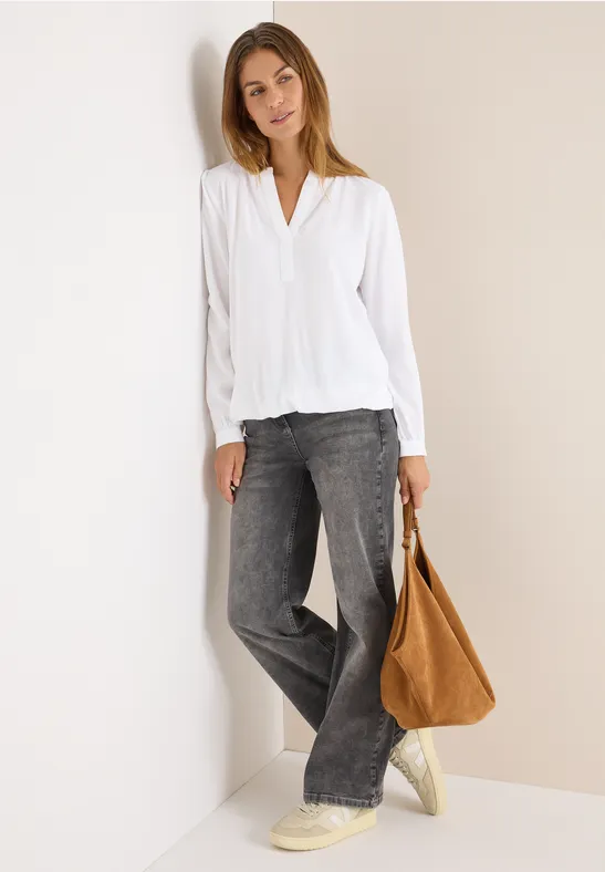 Blouse met gespleten hals White