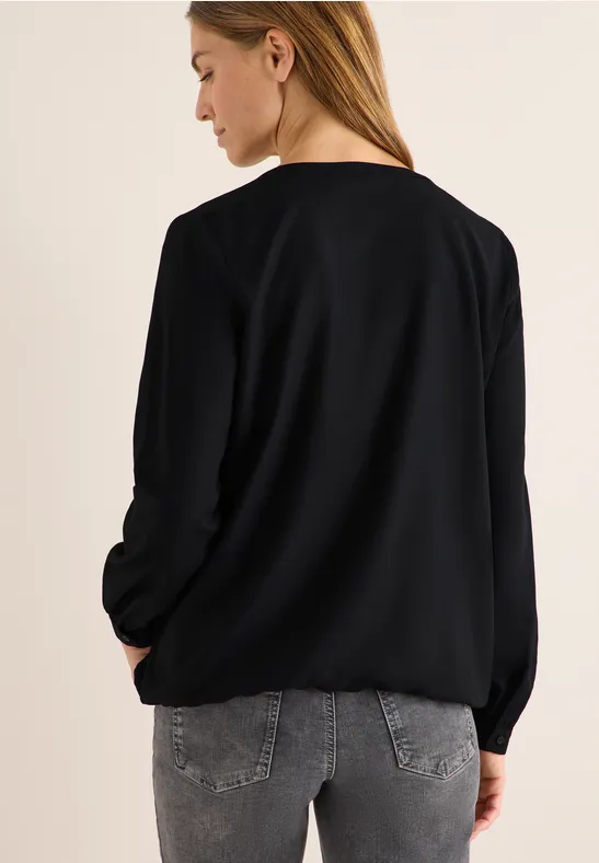 Blouse met gespleten hals Black