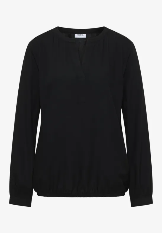 Blouse met gespleten hals Black