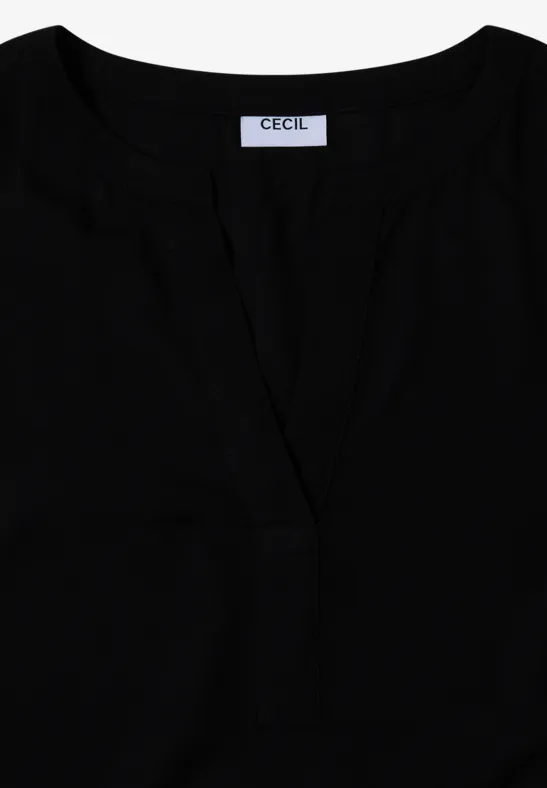 Blouse met gespleten hals Black