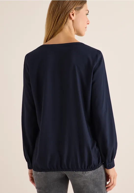 Split Neck Bluse urban dark blue