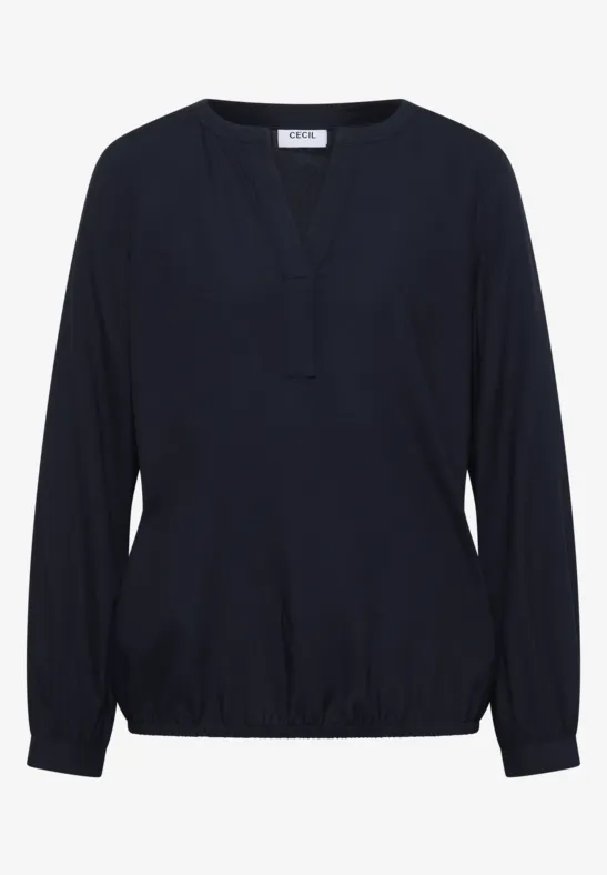 Split Neck Bluse urban dark blue