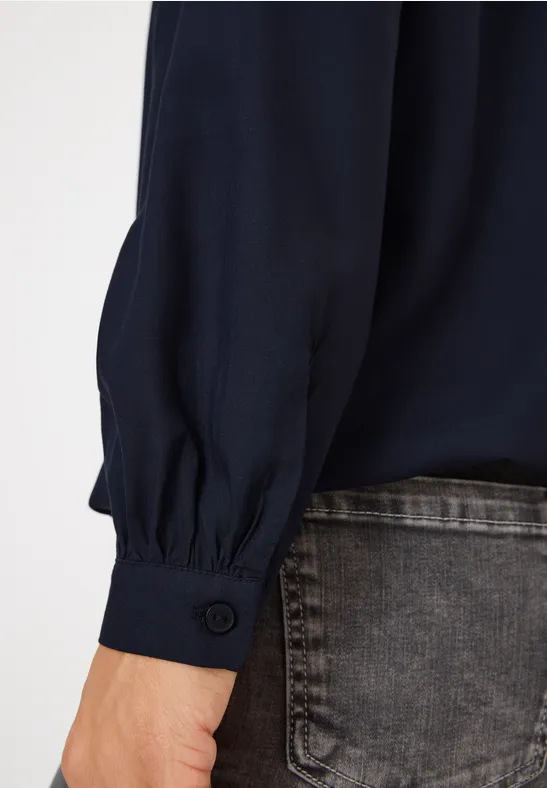 Split Neck Bluse urban dark blue