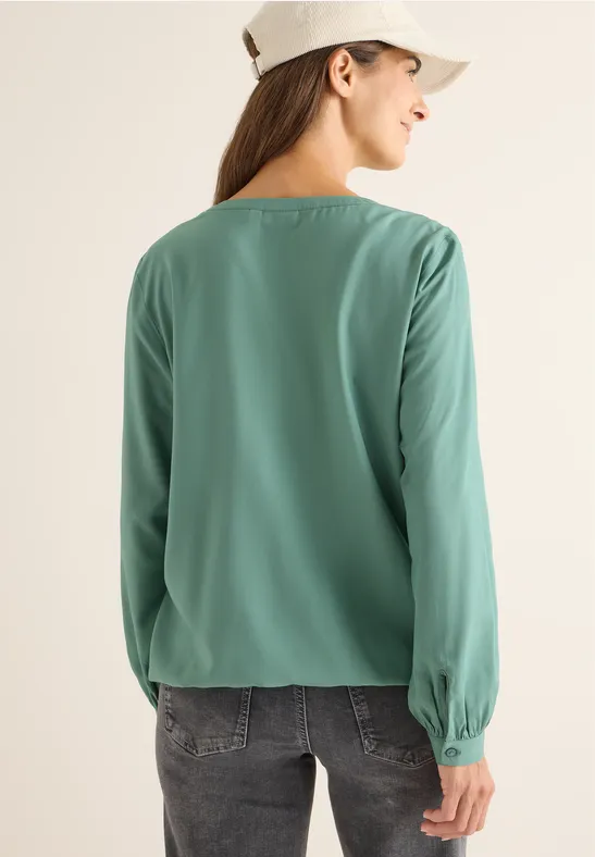 Split Neck Bluse jewel green