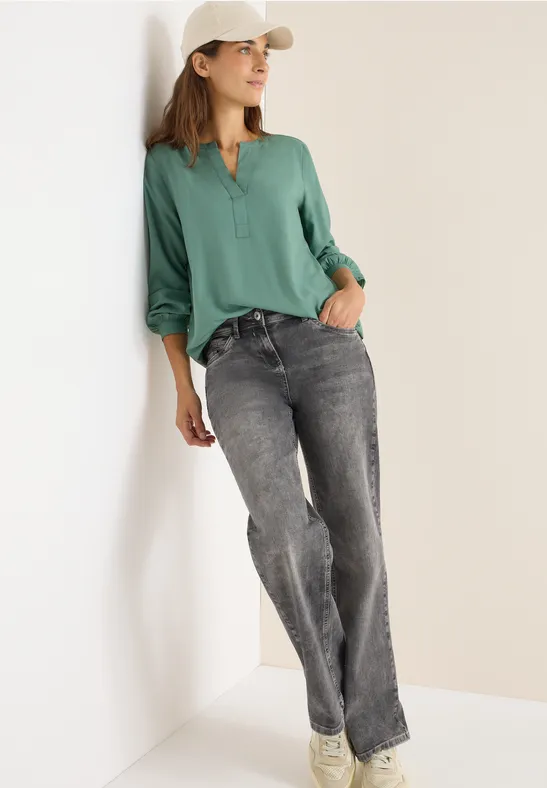 Split Neck Bluse jewel green