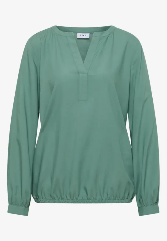Split Neck Bluse jewel green