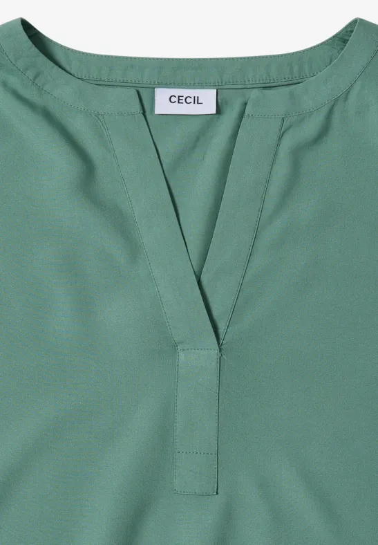 Split Neck Bluse jewel green