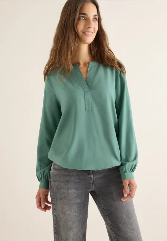 Split Neck Bluse jewel green