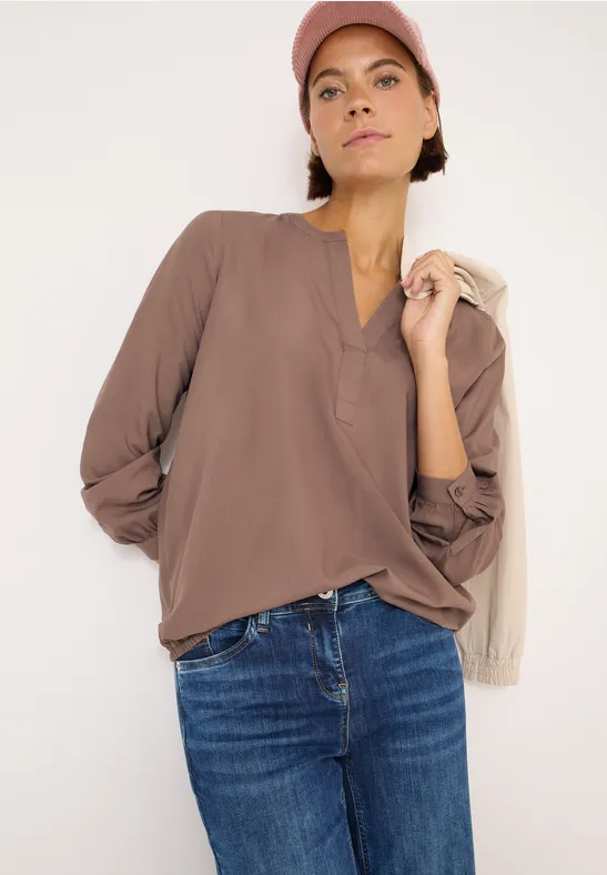 Split Neck Bluse cocoa taupe