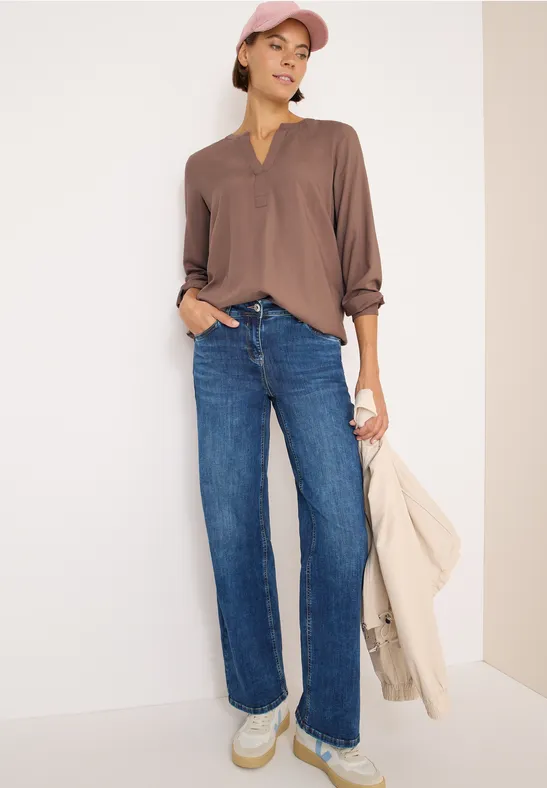 Split Neck Bluse cocoa taupe