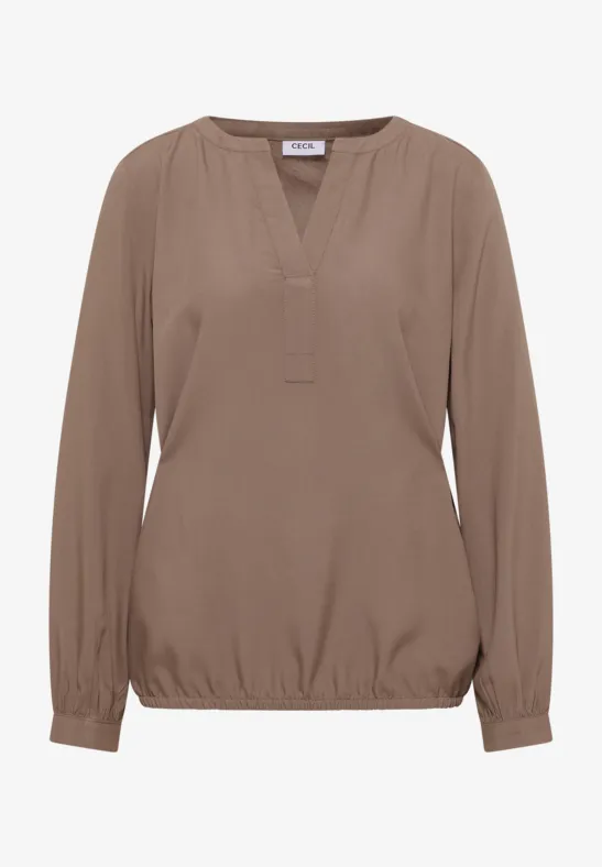Split Neck Bluse cocoa taupe