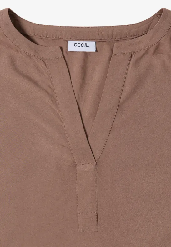 Split Neck Bluse cocoa taupe