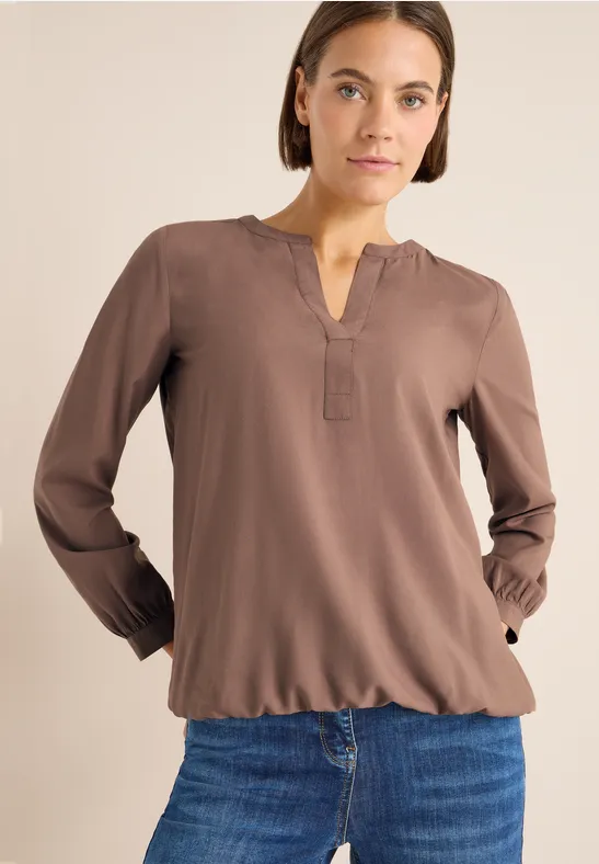 Split Neck Bluse cocoa taupe
