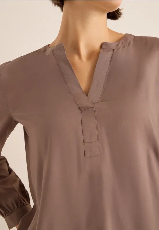 Split Neck Bluse cocoa taupe